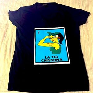 Black v-neck shirt